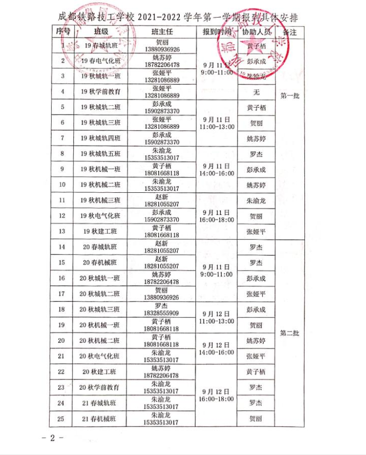 成都铁路技工学校2021-2022学年第一学期开学通知